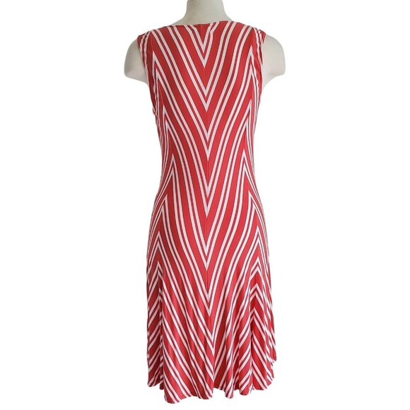 Max Studio Fit & Flare Candy Cane Red & White Stripe Deep V Neck Dress Size S - Picture 4 of 13